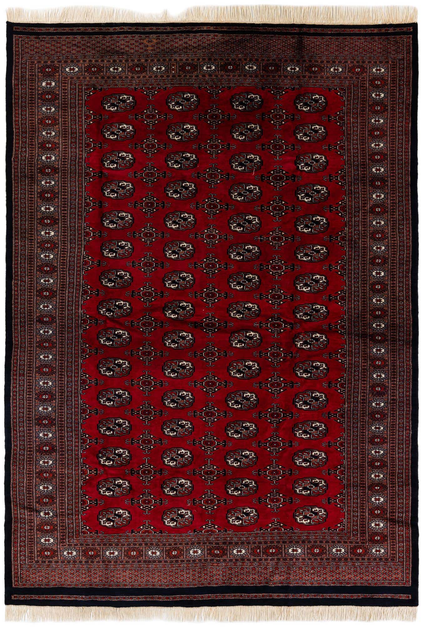 6' 1 x 8' 7 Hand Knotted Torkaman Persian Wool Rug
