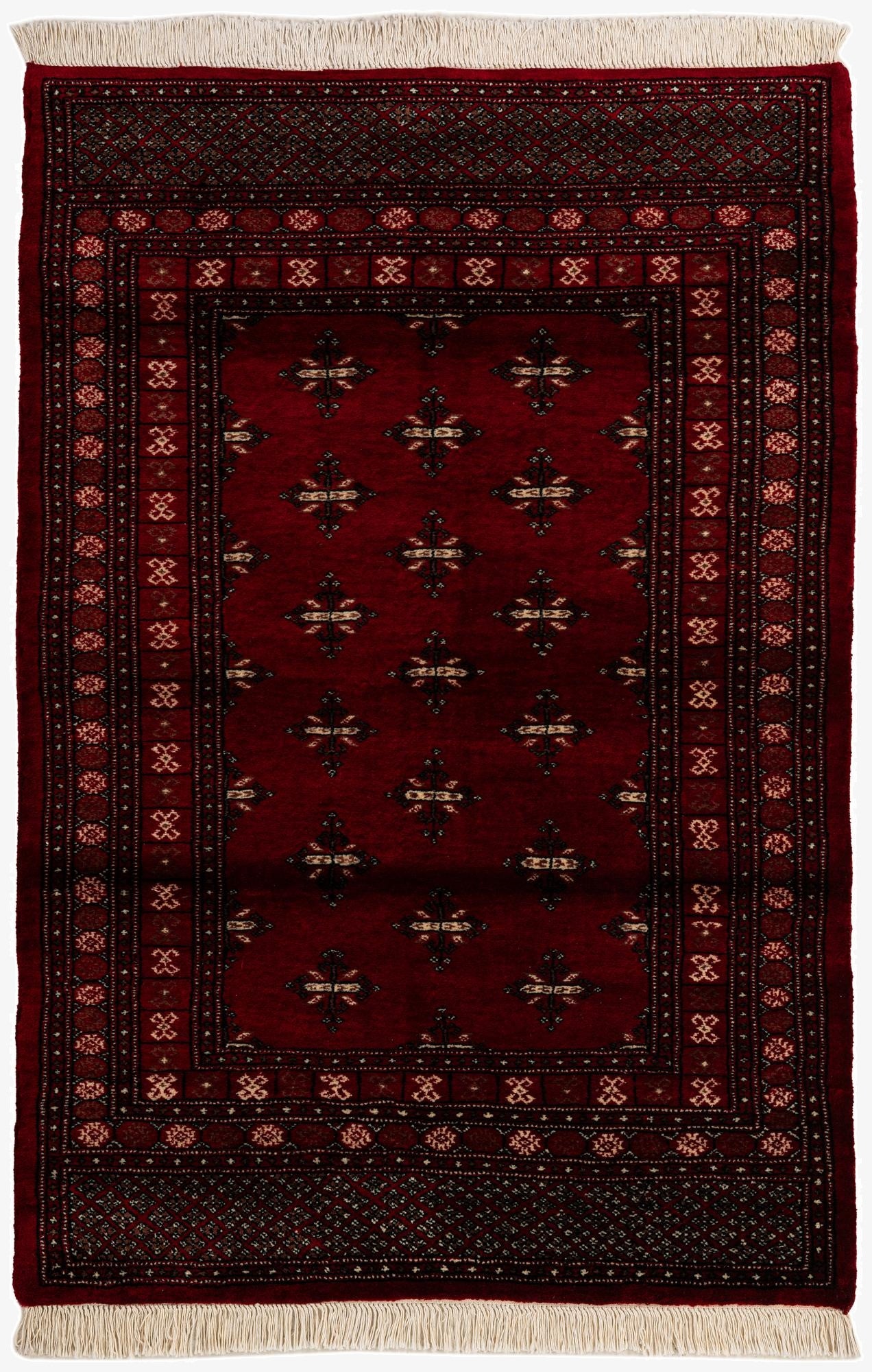 4' 2 x 6' 2  Hand Knotted Torkaman Persian Wool Rug
