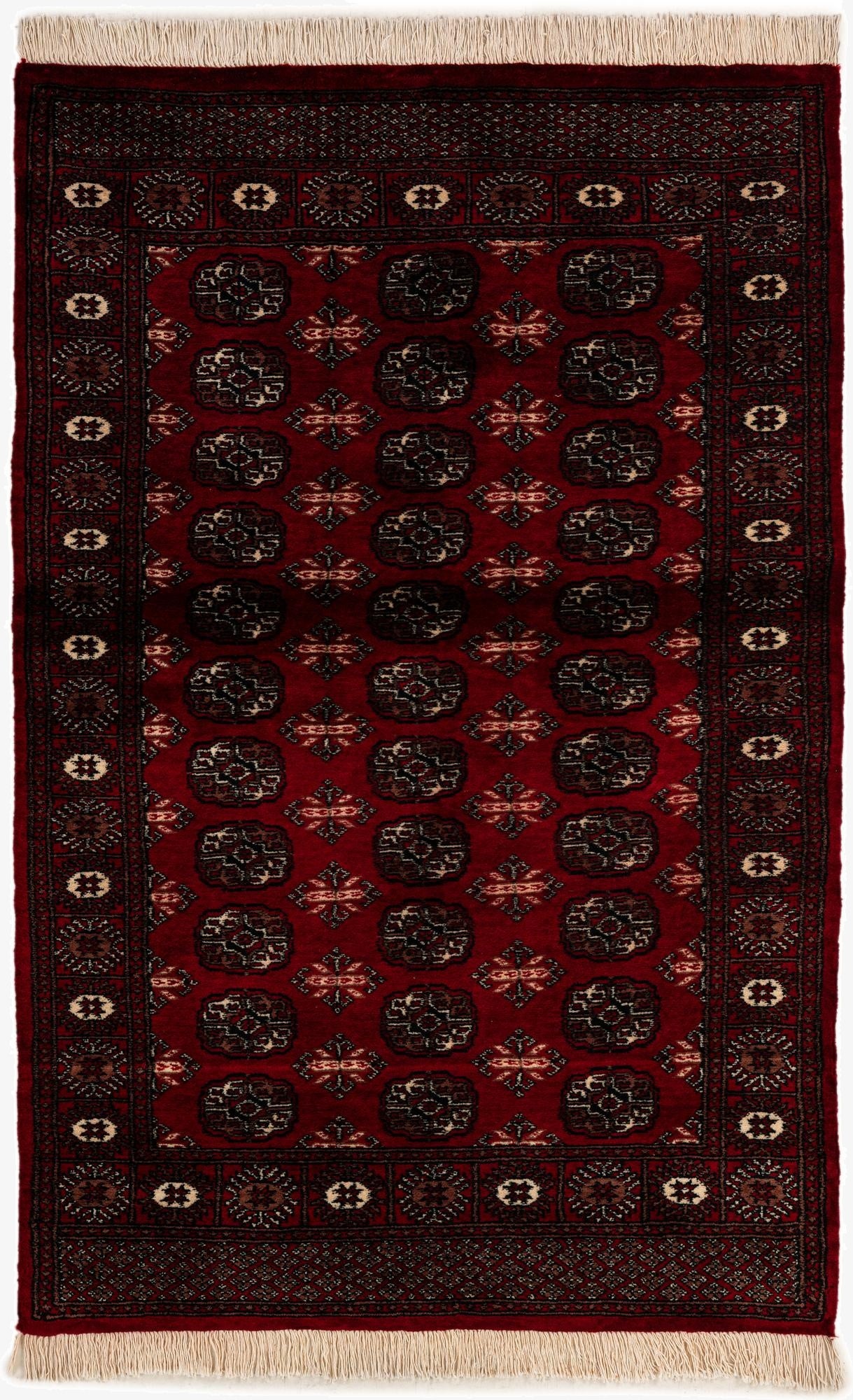 4' 1 x 6' 3  Hand Knotted Torkaman Persian Wool Rug