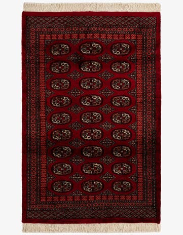 4' x 6' 2 Hand Knotted Torkaman Persian Wool Rug