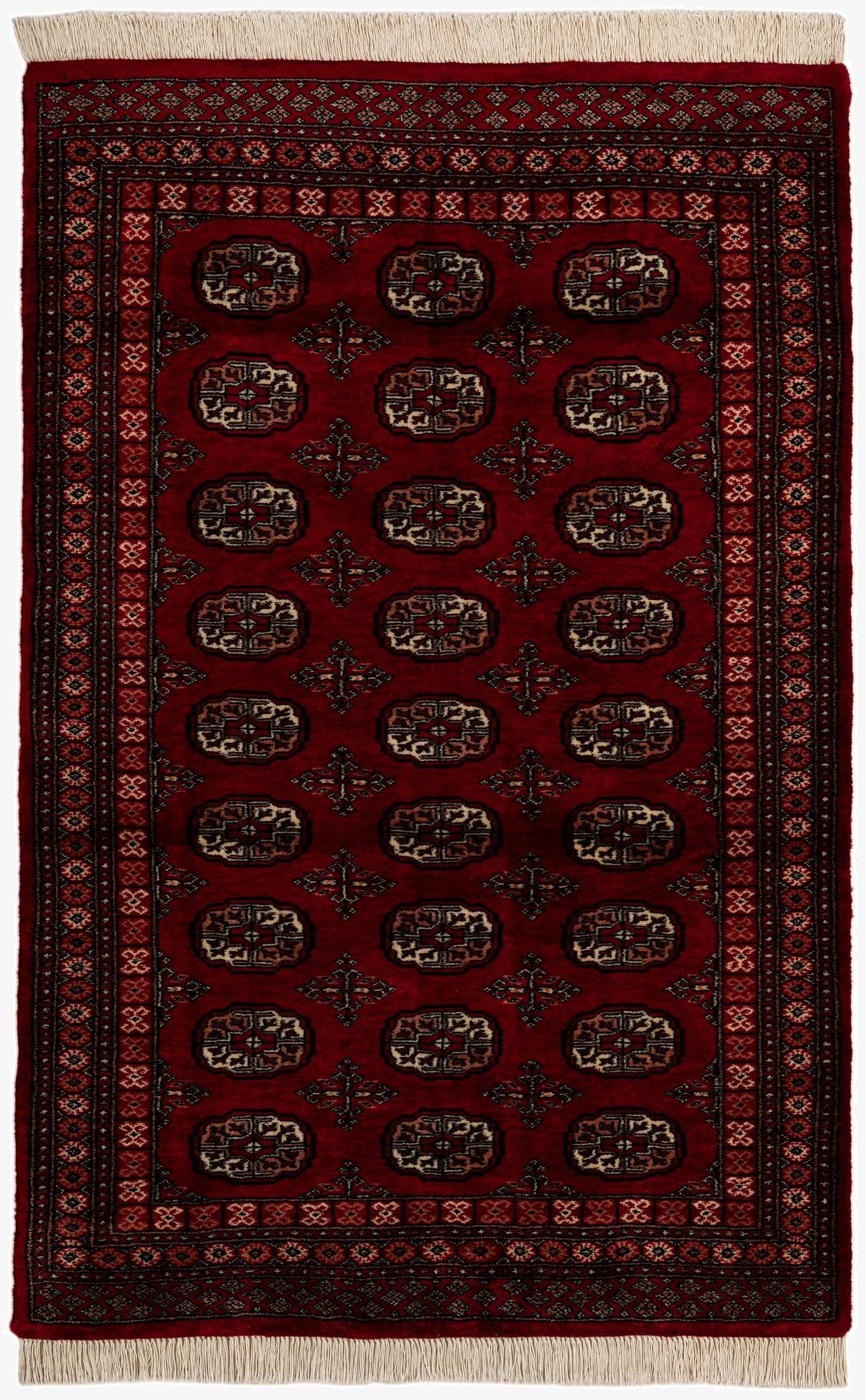 4' 3 x 6' 8  Hand Knotted Torkaman Persian Wool Rug