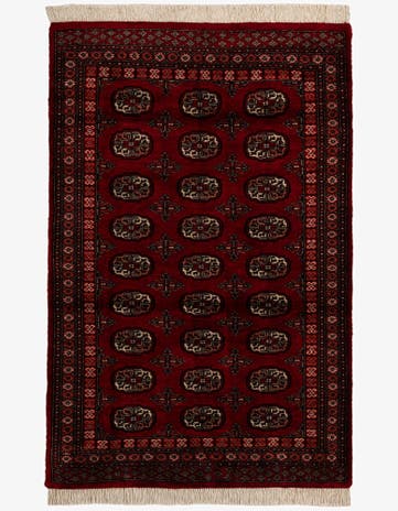 4' 3 x 6' 8 Hand Knotted Torkaman Persian Wool Rug