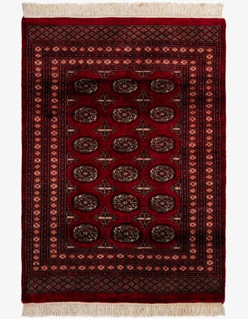 4' 2 x 5' 7 Hand Knotted Torkaman Persian Wool Rug