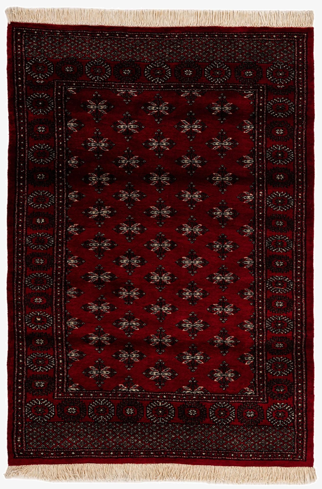 4' 3 x 6' 4  Hand Knotted Torkaman Persian Wool Rug