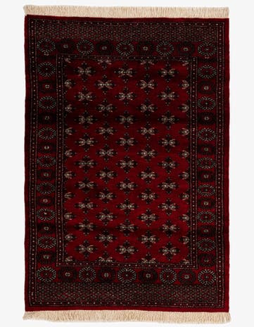 4' 3 x 6' 4 Hand Knotted Torkaman Persian Wool Rug