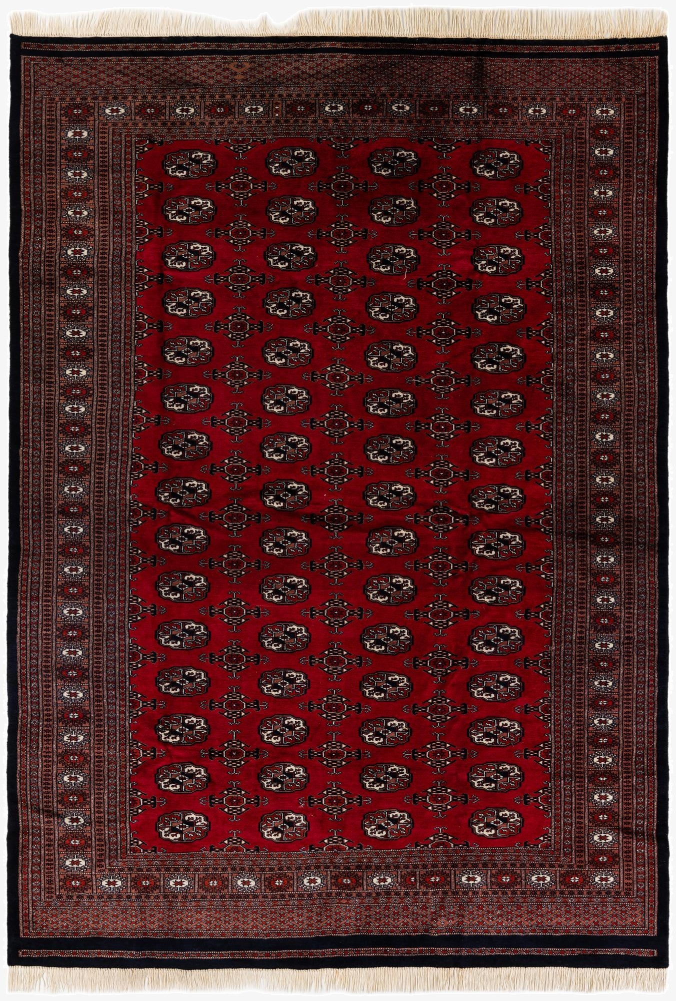 6' 1 x 8' 7  Hand Knotted Torkaman Persian Wool Rug
