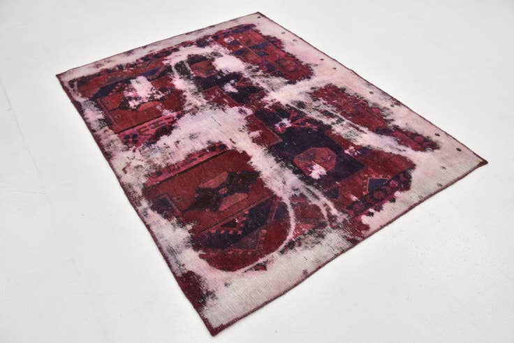 Detail image of 4' 8 x 6' Hand Knotted Ultra Vintage Persian Wool Rug