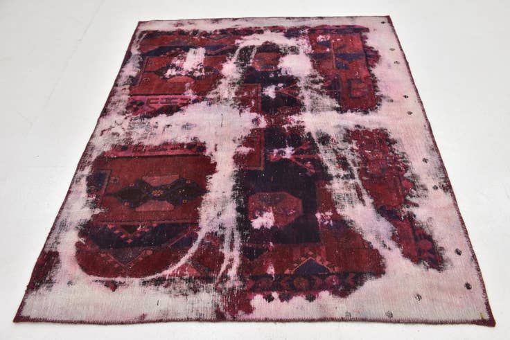 Detail image of 4' 8 x 6' Hand Knotted Ultra Vintage Persian Wool Rug