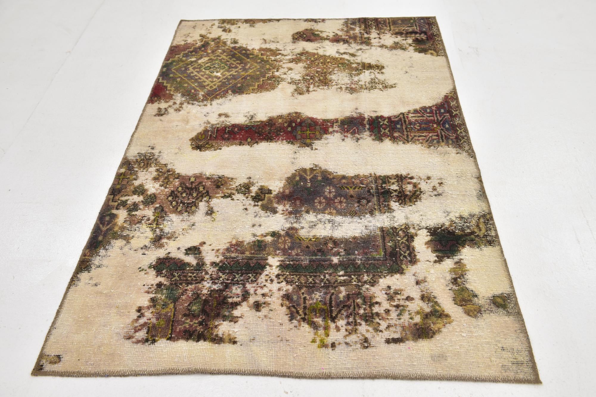 4' x 6' 3 Hand Knotted Ultra Vintage Persian Wool Rug