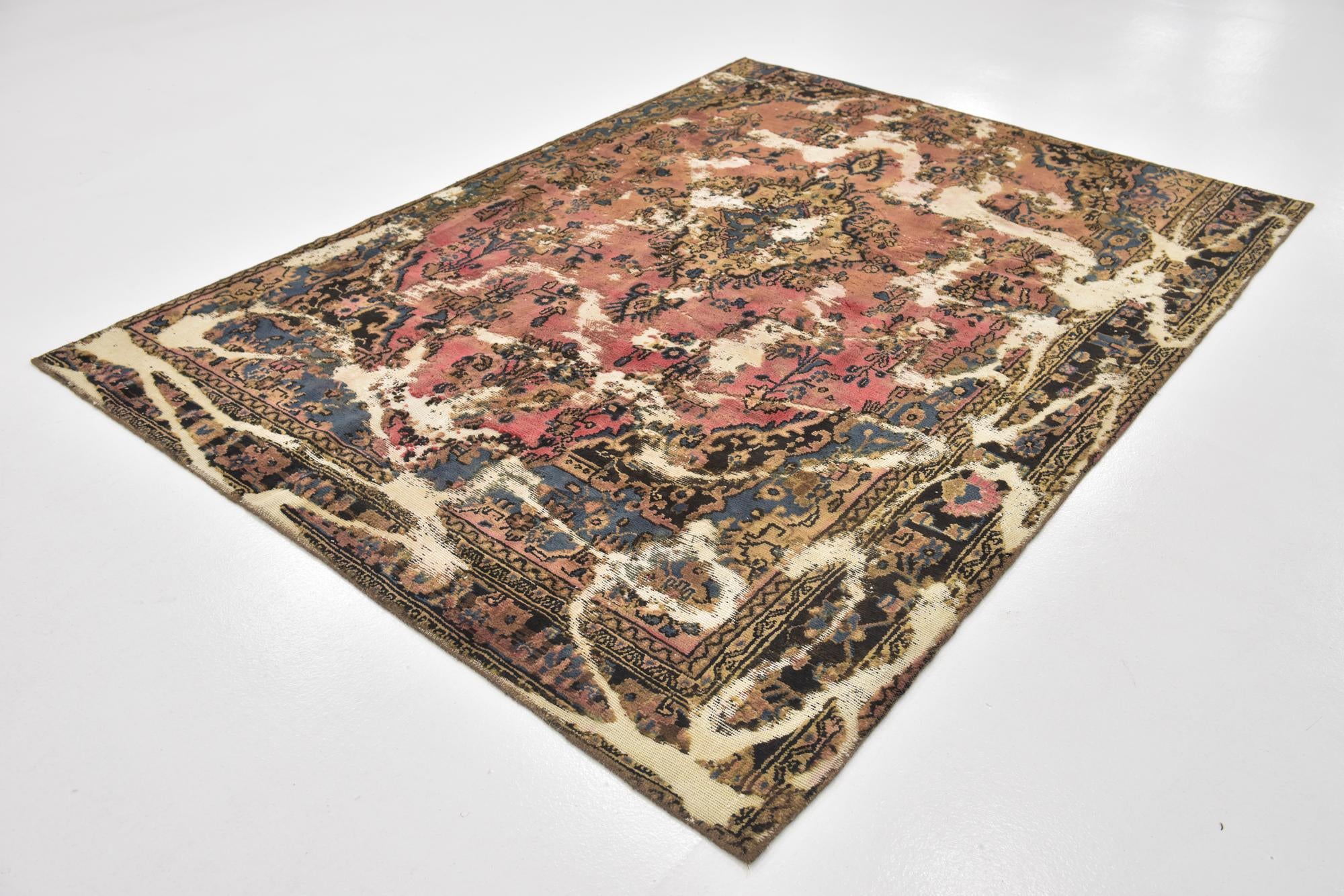 5' 10 x 8' Hand Knotted Ultra Vintage Persian Wool Rug