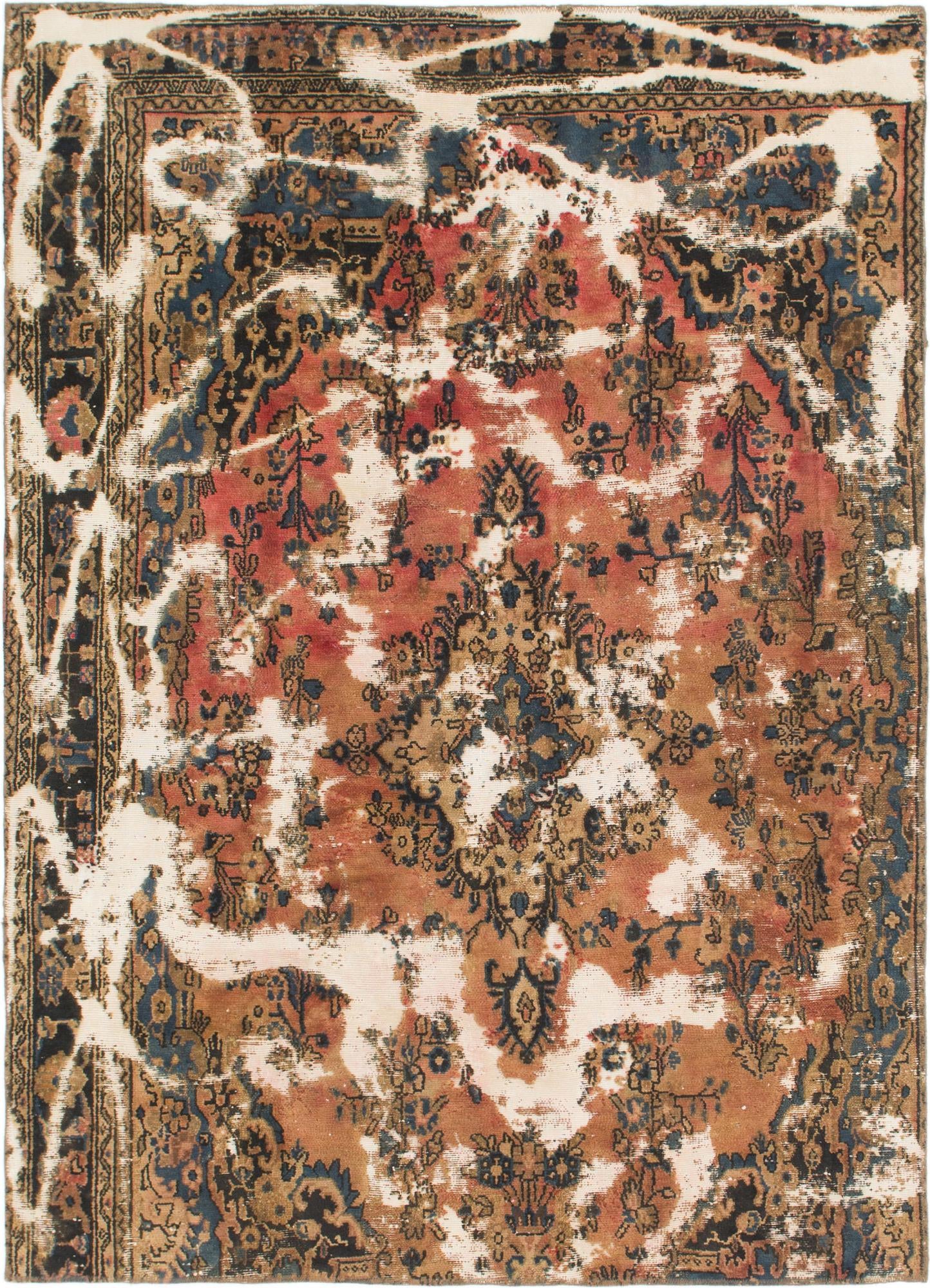 5' 10 x 8' Hand Knotted Ultra Vintage Persian Wool Rug