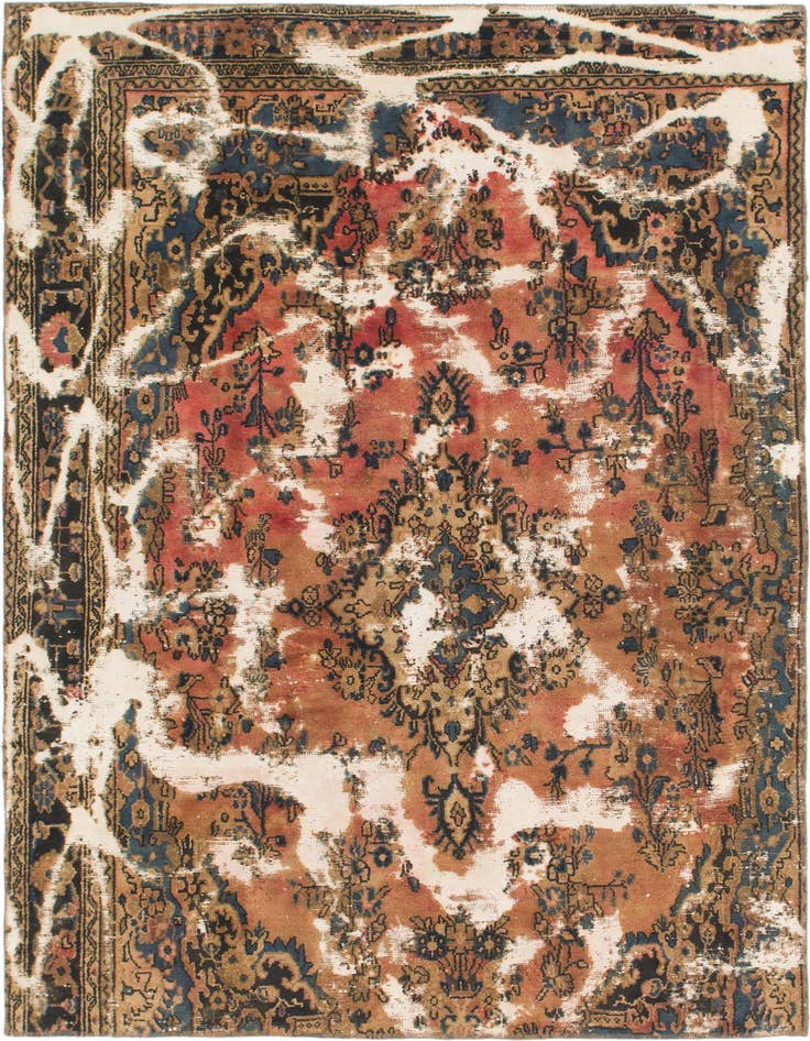 Detail image of 5' 10 x 8' Hand Knotted Ultra Vintage Persian Wool Rug