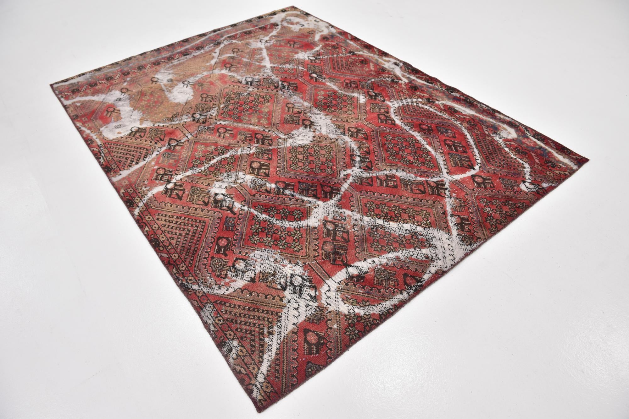 5' 10 x 7' 8 Hand Knotted Ultra Vintage Persian Wool Rug