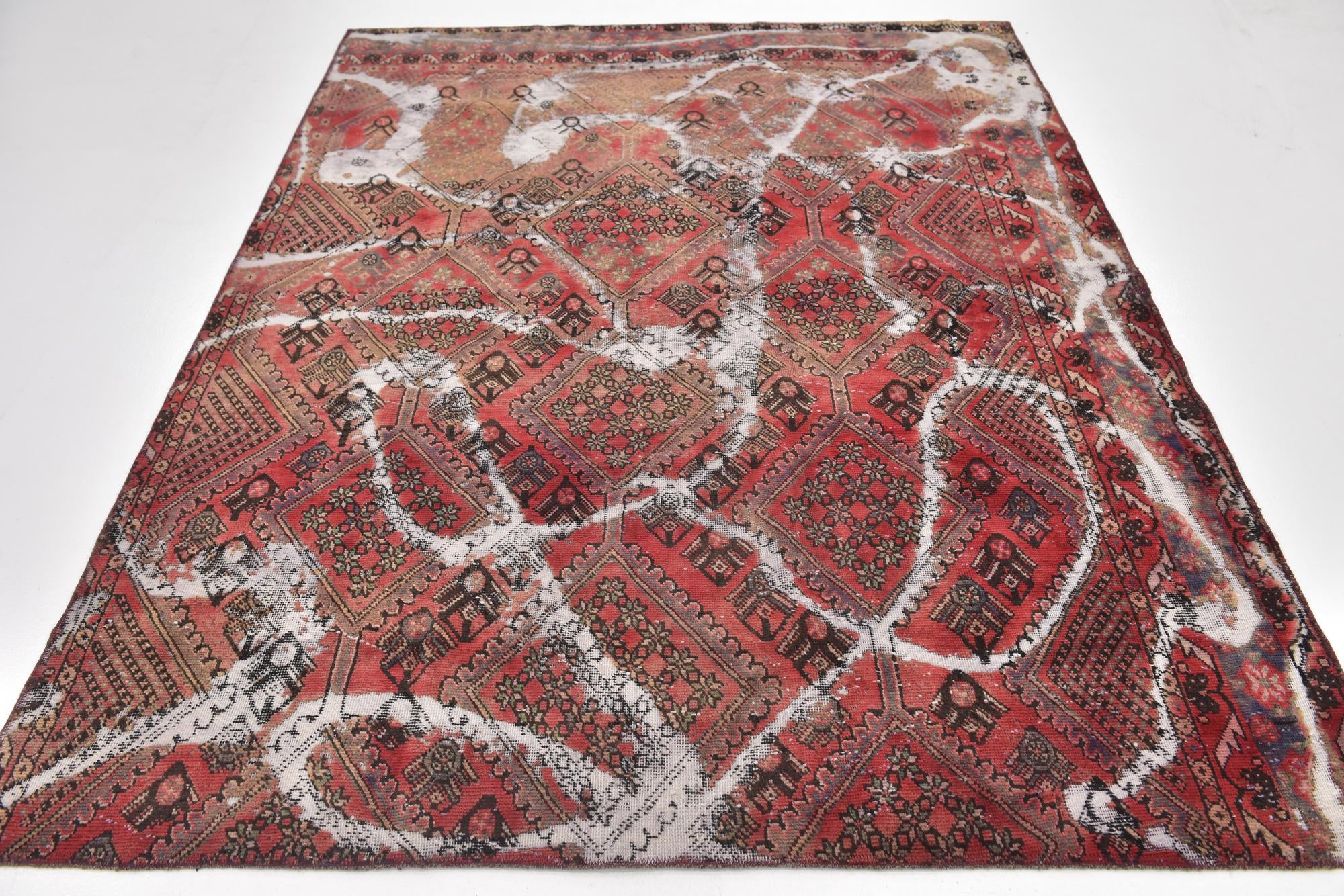 5' 10 x 7' 8 Hand Knotted Ultra Vintage Persian Wool Rug