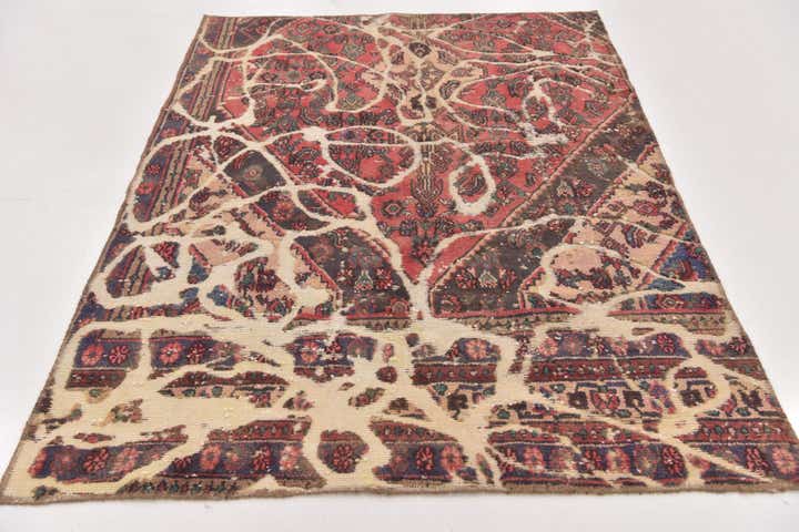 4' 5 x 6' 4 Hand Knotted Ultra Vintage Persian Wool Rug