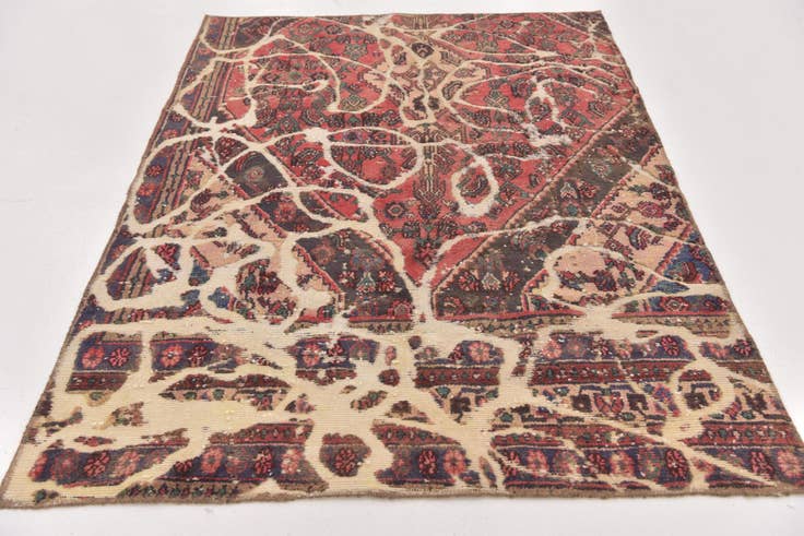 Detail image of 4' 5 x 6' 4 Hand Knotted Ultra Vintage Persian Wool Rug