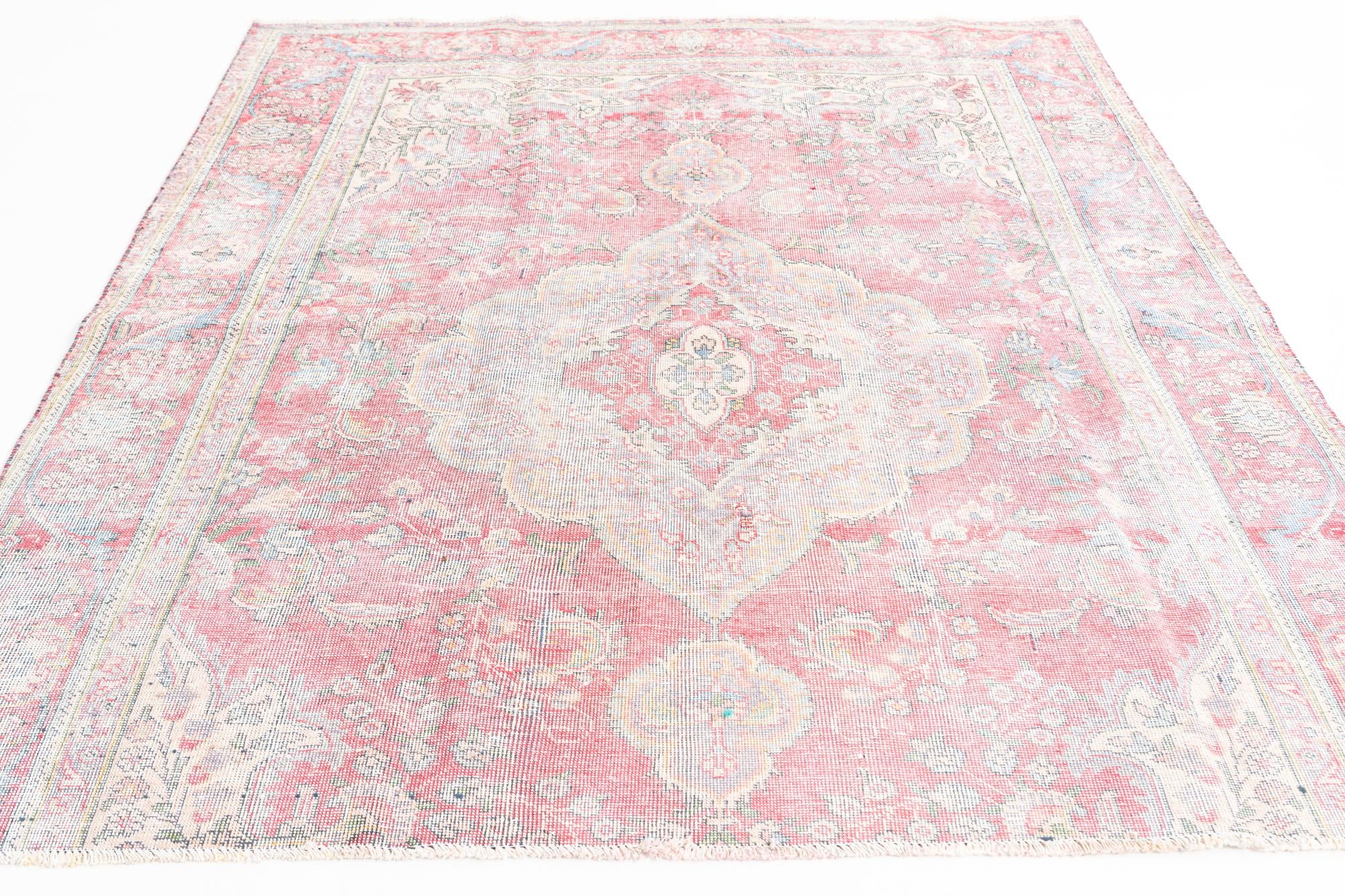 6' 1 x 7' 8 Hand Knotted Ultra Vintage Persian Wool Rug