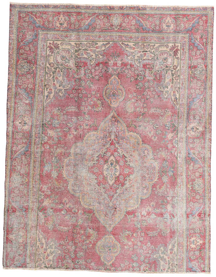 Detail image of 6' 1 x 7' 8 Hand Knotted Ultra Vintage Persian Wool Rug