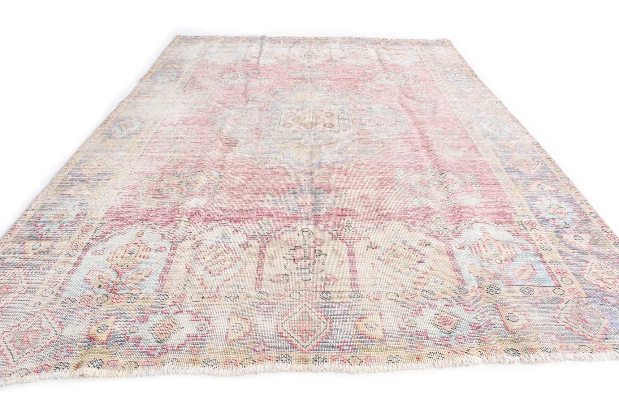 6' 7 x 9' Hand Knotted Ultra Vintage Persian Wool Rug