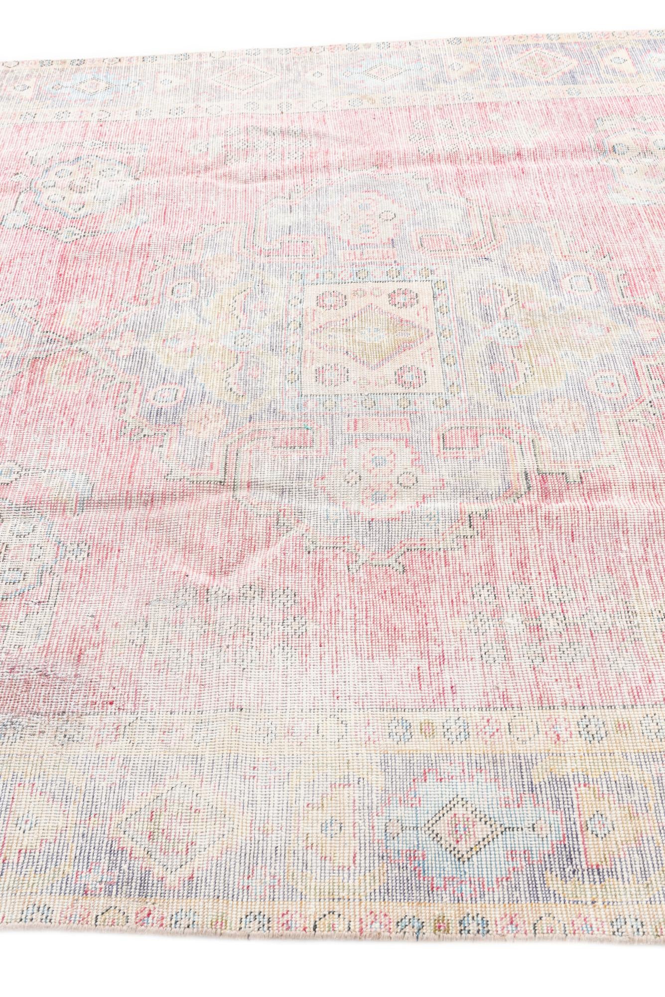 6' 7 x 9' Hand Knotted Ultra Vintage Persian Wool Rug