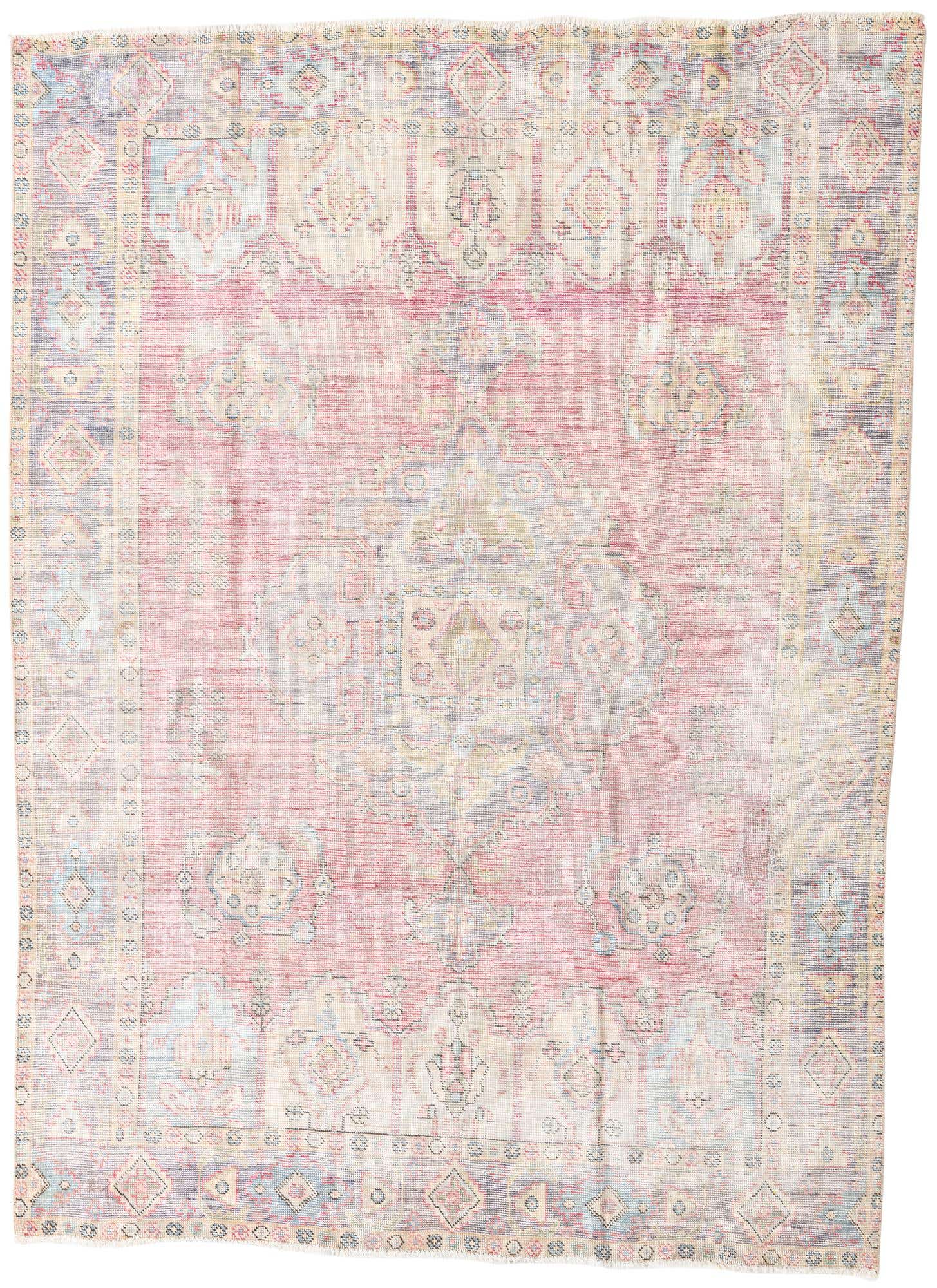 6' 7 x 9' Hand Knotted Ultra Vintage Persian Wool Rug