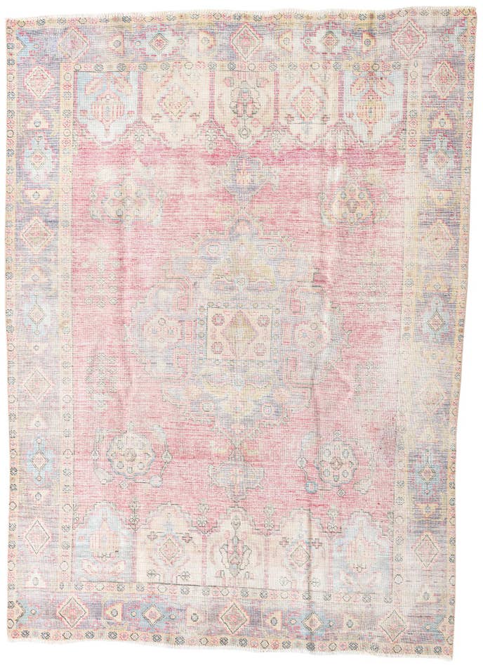 Detail image of 6' 7 x 9' Hand Knotted Ultra Vintage Persian Wool Rug
