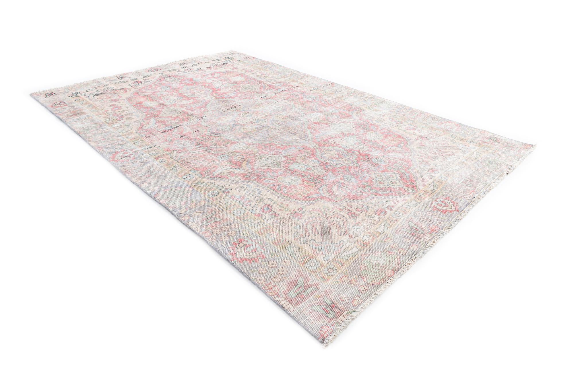 185cm x 280cm Hand Knotted Ultra Vintage Persian Wool Rug