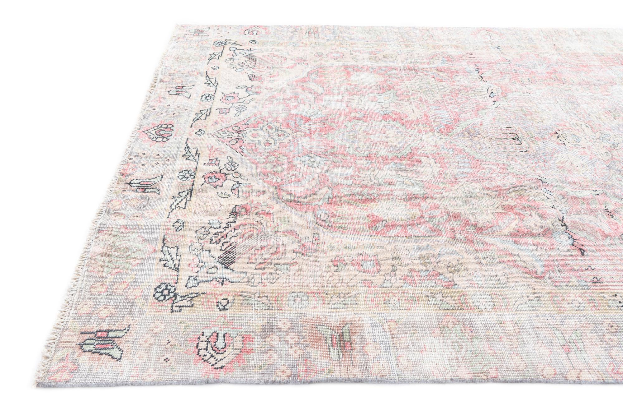 185cm x 280cm Hand Knotted Ultra Vintage Persian Wool Rug