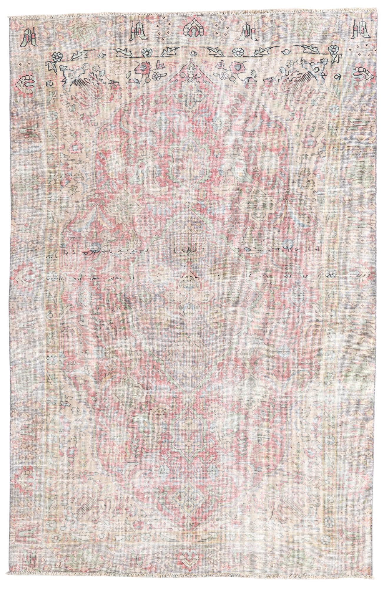 6' x 9' 2 Hand Knotted Ultra Vintage Persian Wool Rug