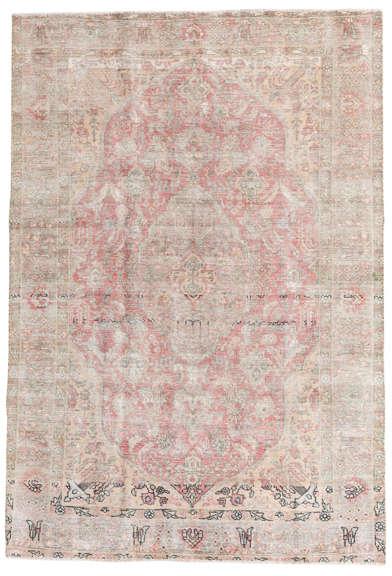 6' 5 x 9' 3 Hand Knotted Ultra Vintage Persian Wool Rug