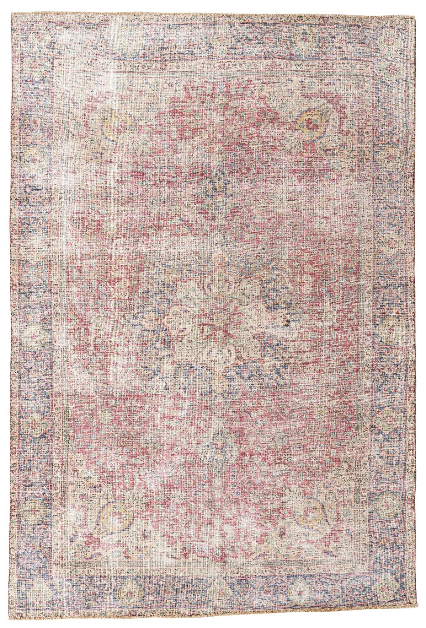 6' 5 x 9' 7 Hand Knotted Ultra Vintage Persian Wool Rug