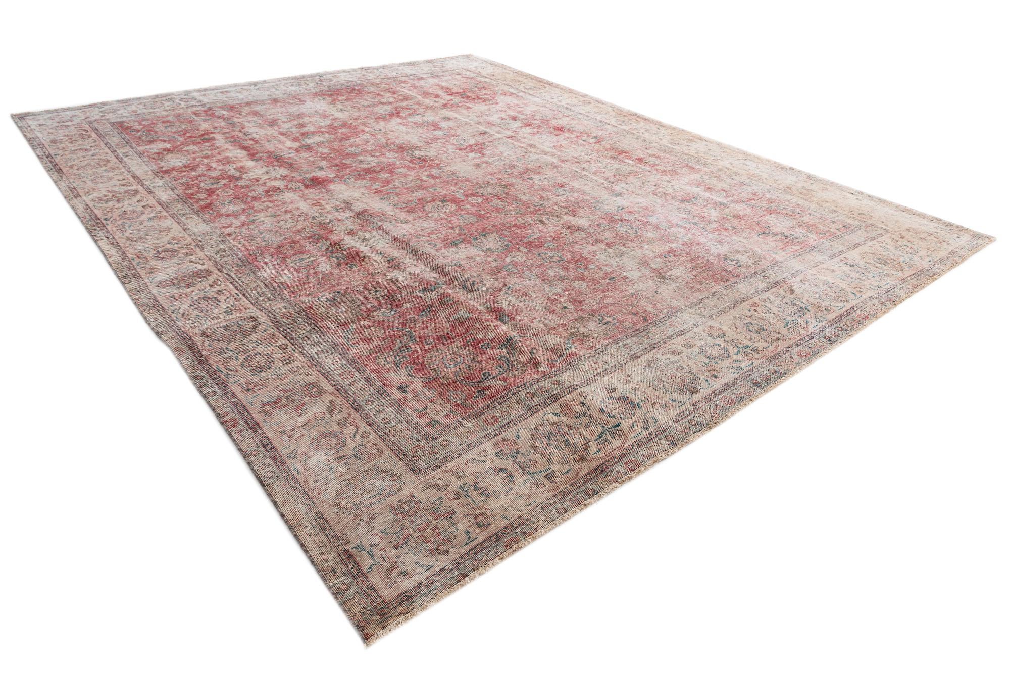 10' x 12' 3 Hand Knotted Ultra Vintage Persian Wool Rug