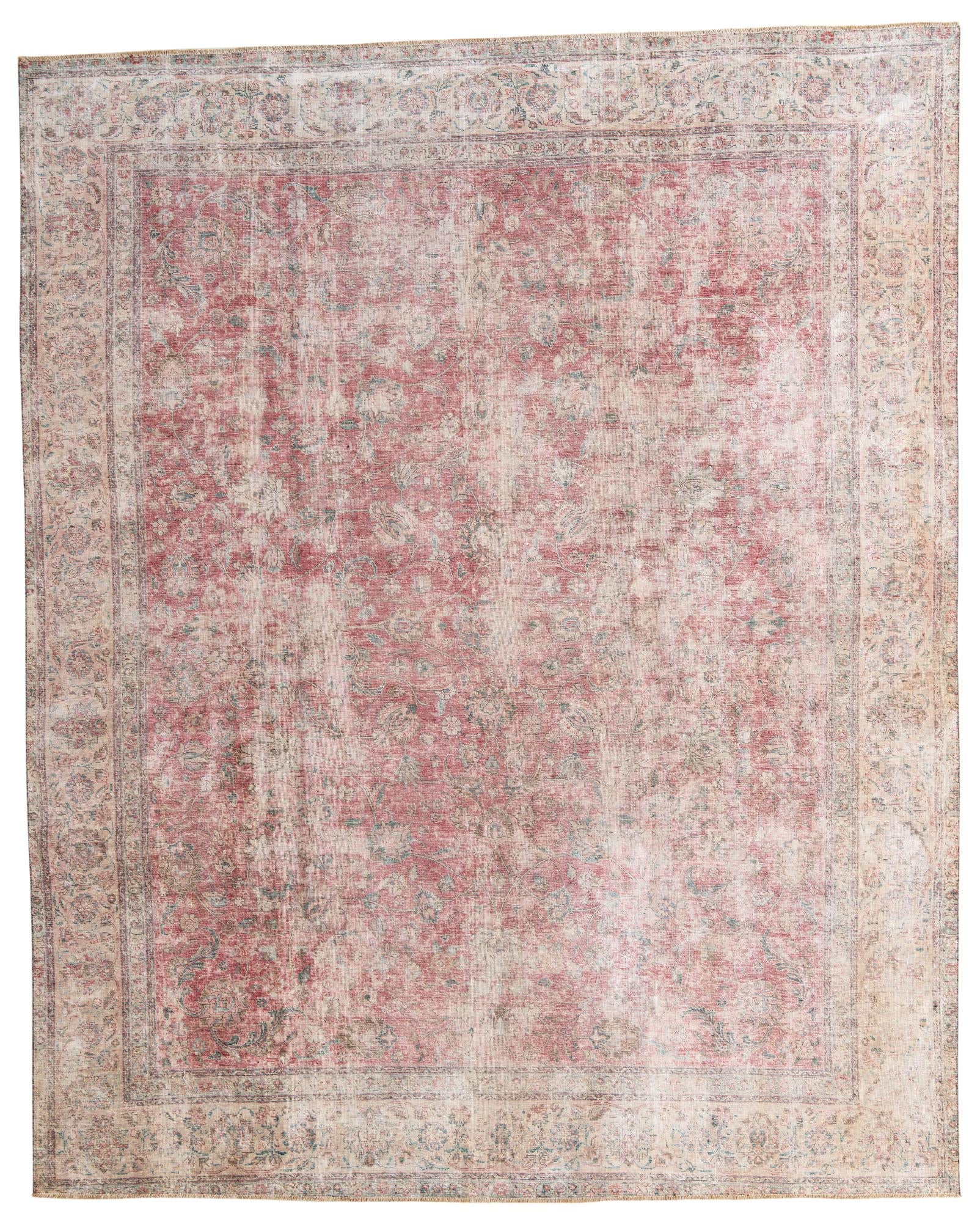 10' x 12' 3 Hand Knotted Ultra Vintage Persian Wool Rug