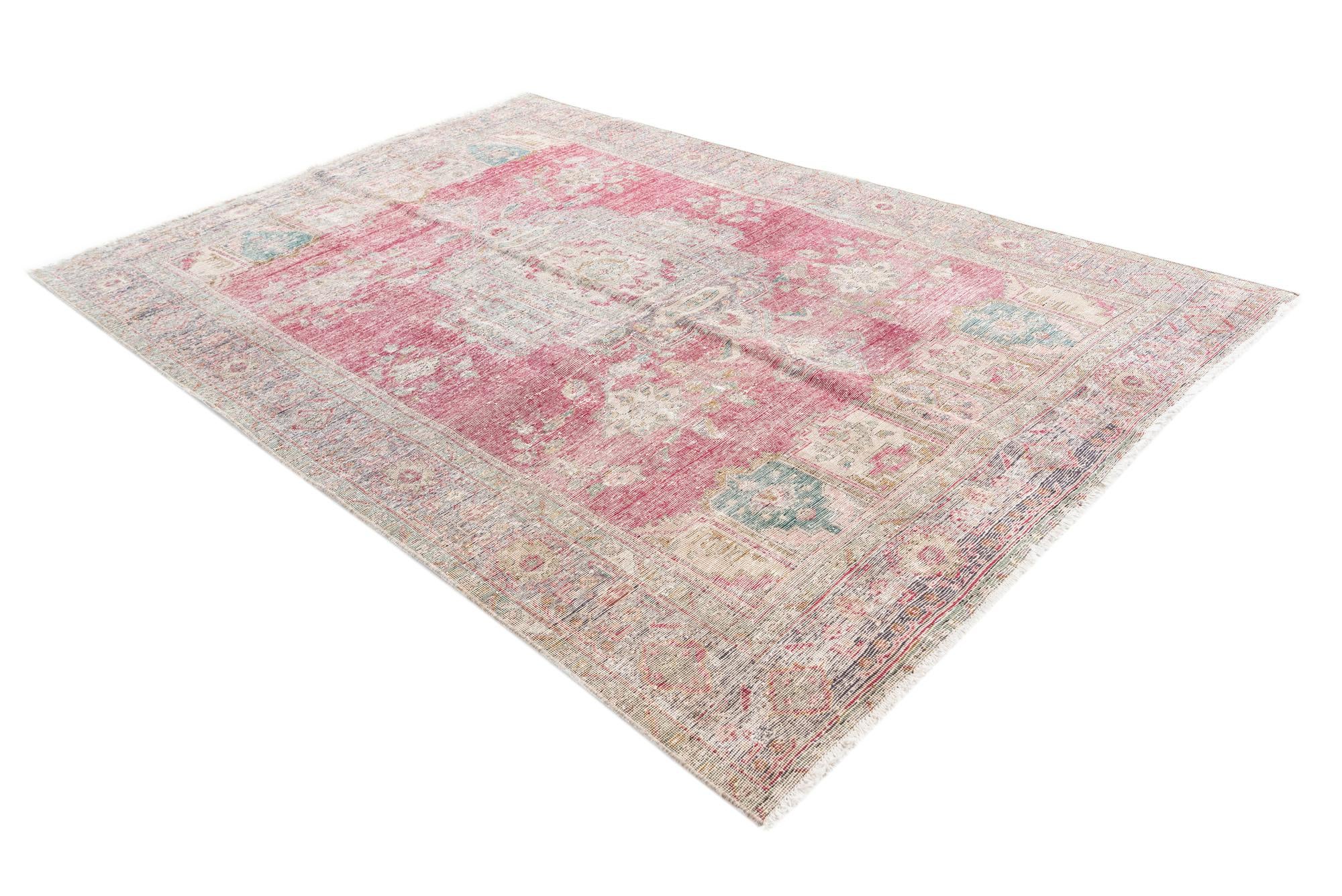 6' 3 x 9' 5 Hand Knotted Ultra Vintage Persian Wool Rug