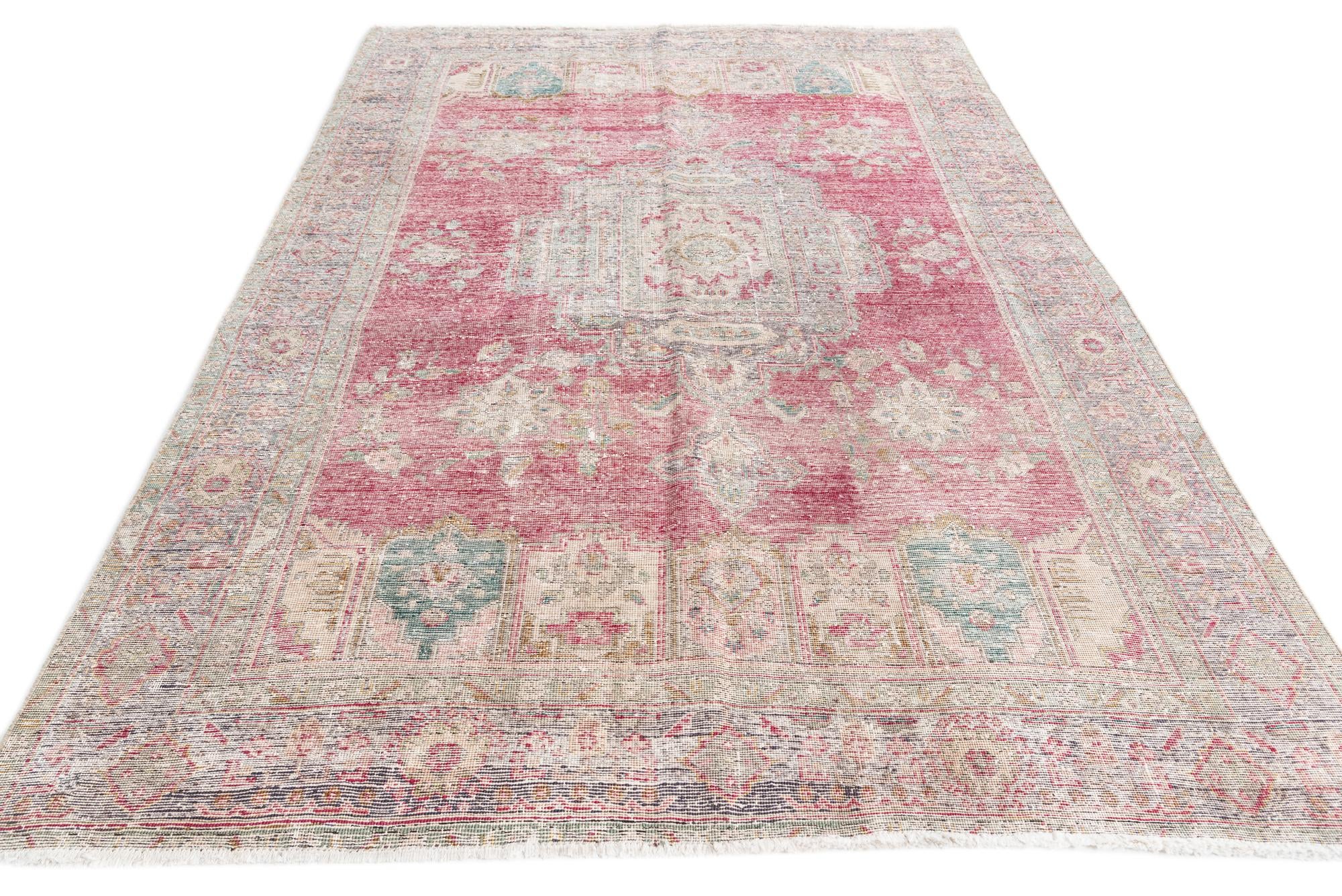 6' 3 x 9' 5 Hand Knotted Ultra Vintage Persian Wool Rug