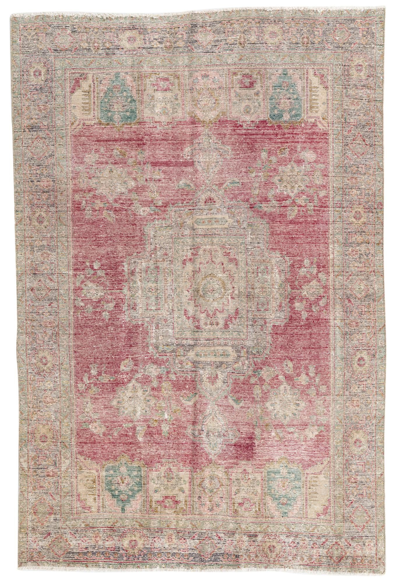 6' 3 x 9' 5 Hand Knotted Ultra Vintage Persian Wool Rug
