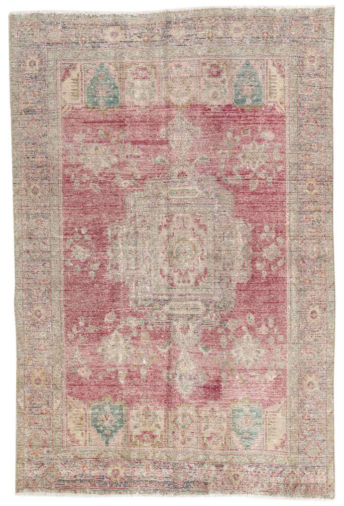 190cm x 285cm Handgeknüpft Ultra Vintage Persisch Wolle Teppich