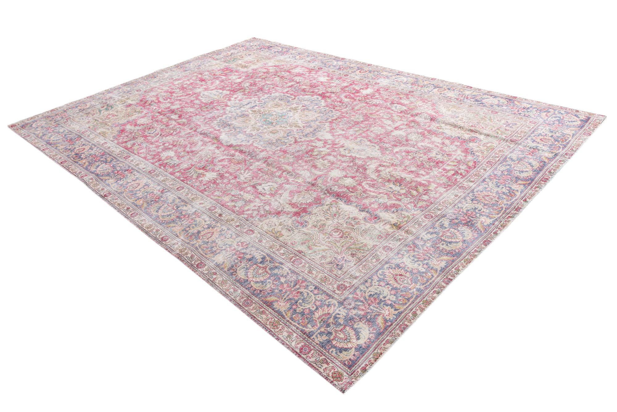 9' 4 x 12' 9 Hand Knotted Ultra Vintage Persian Wool Rug