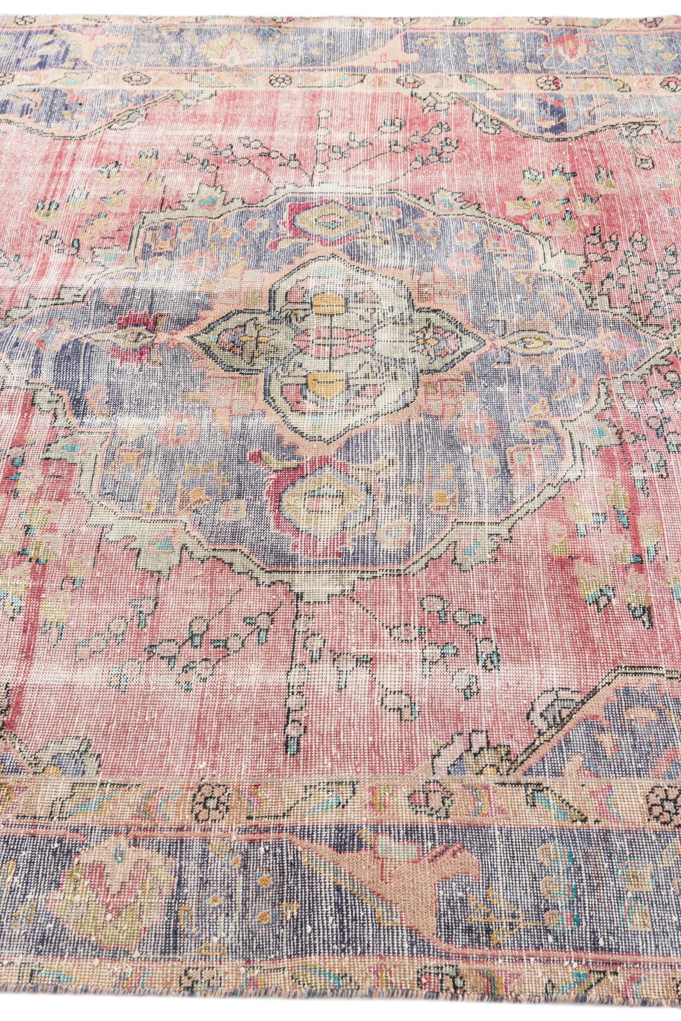 6' 6 x 9' Hand Knotted Ultra Vintage Persian Wool Rug