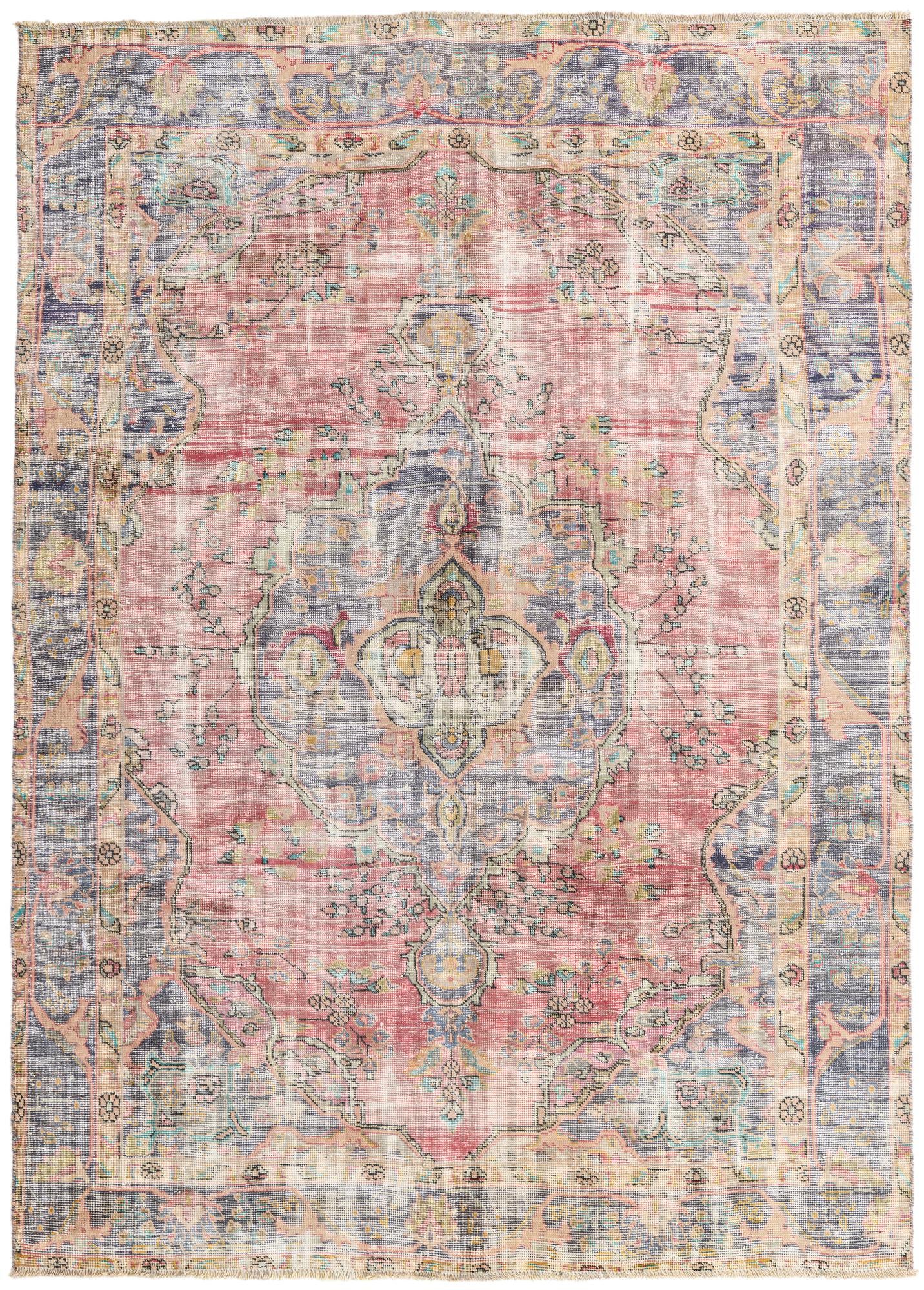 6' 6 x 9' Hand Knotted Ultra Vintage Persian Wool Rug