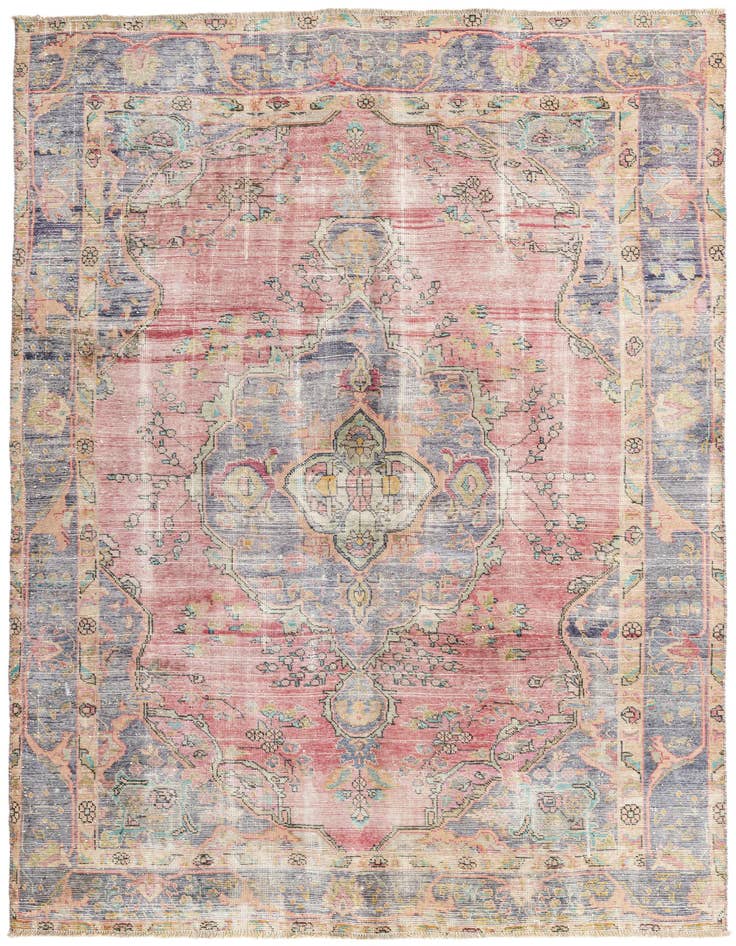 Detail image of 6' 6 x 9' Hand Knotted Ultra Vintage Persian Wool Rug