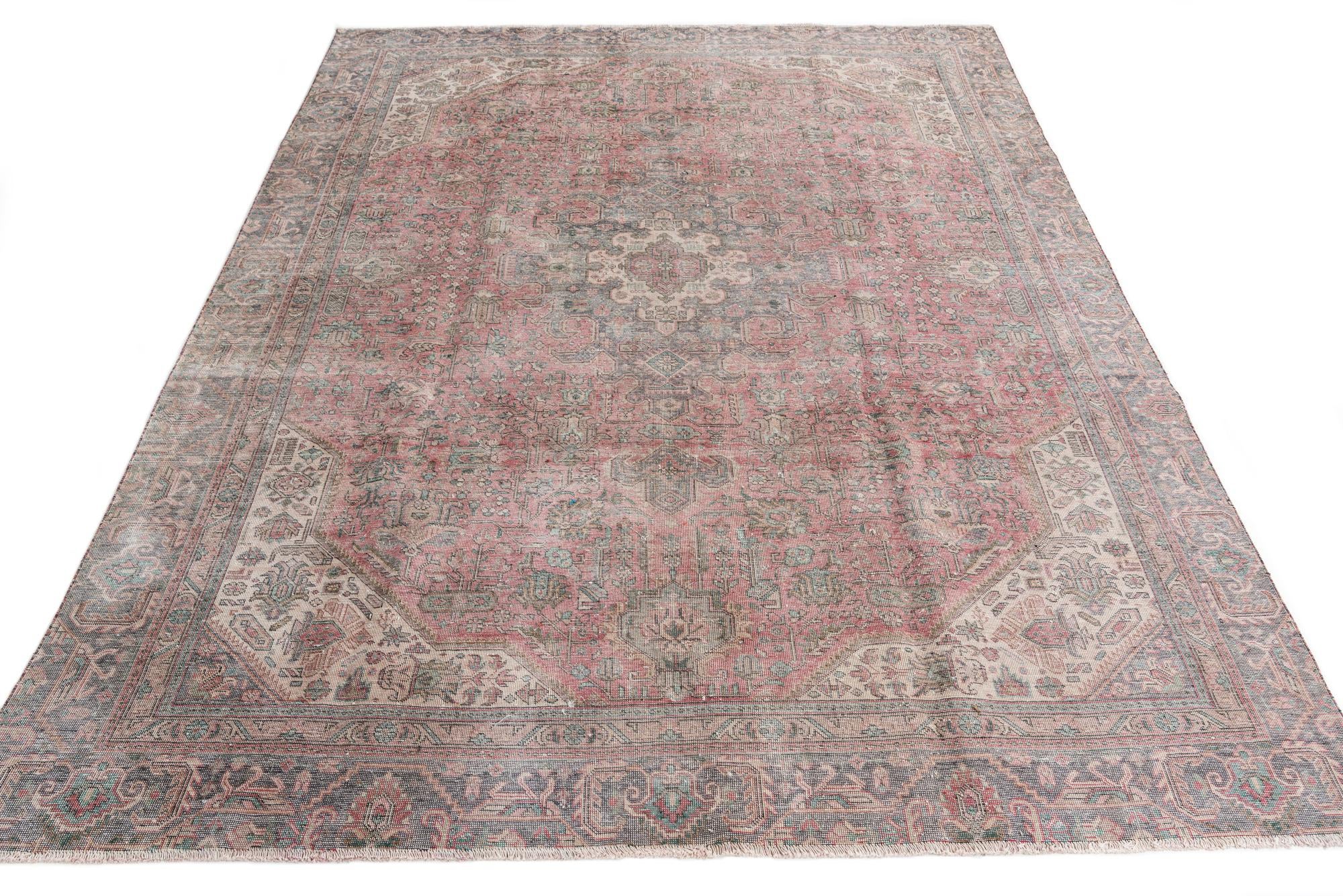 265cm x 355cm Hand Knotted Ultra Vintage Persian Wool Rug