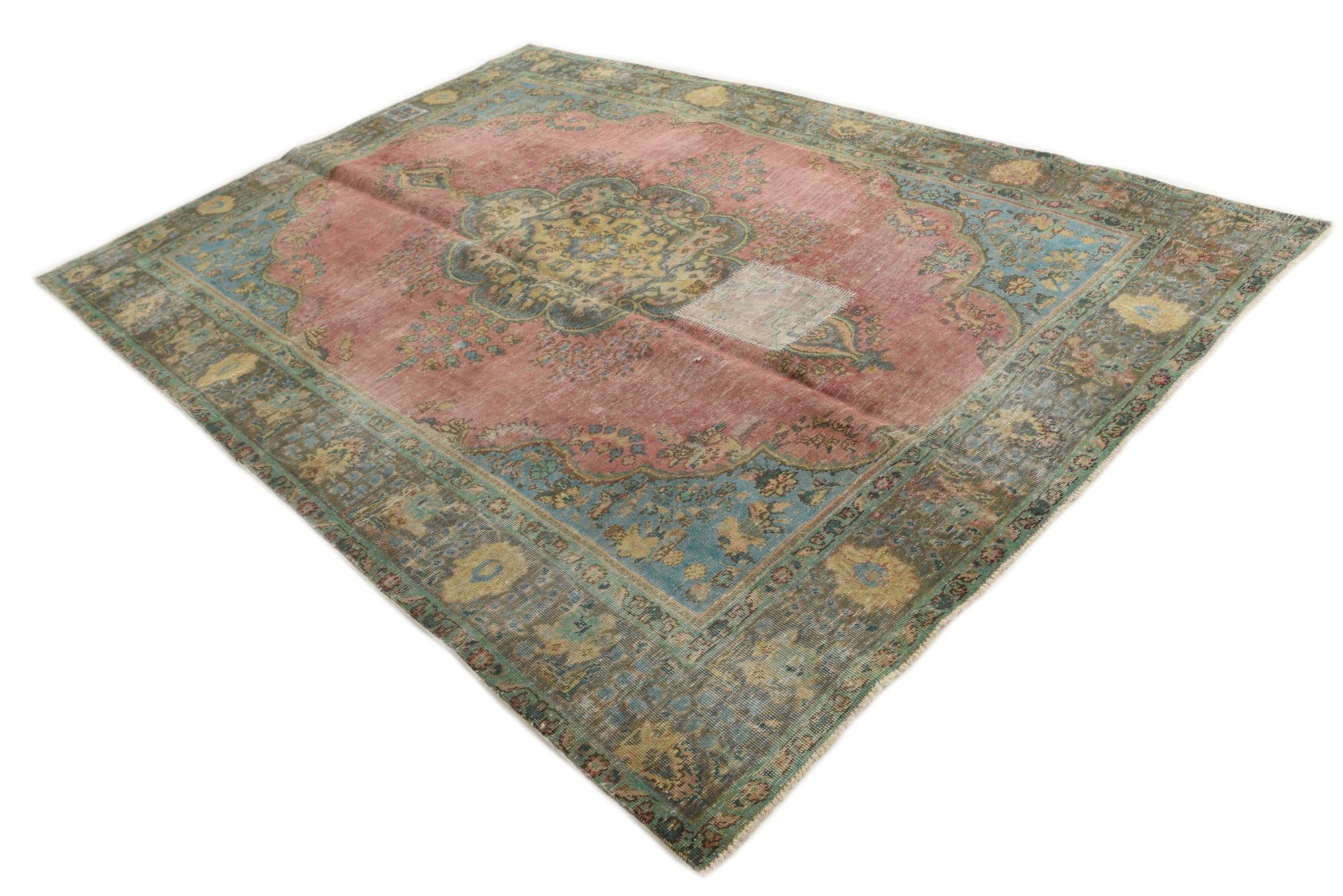 6' 7 x 9' 4 Hand Knotted Ultra Vintage Persian Wool Rug