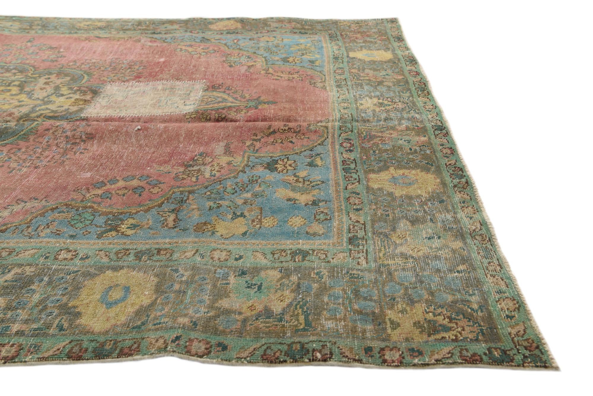 6' 7 x 9' 4 Hand Knotted Ultra Vintage Persian Wool Rug