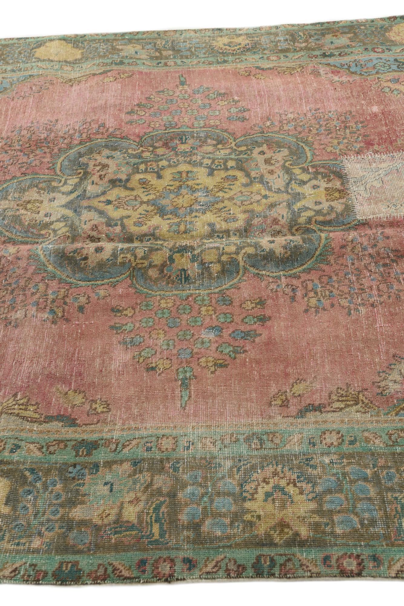 6' 7 x 9' 4 Hand Knotted Ultra Vintage Persian Wool Rug