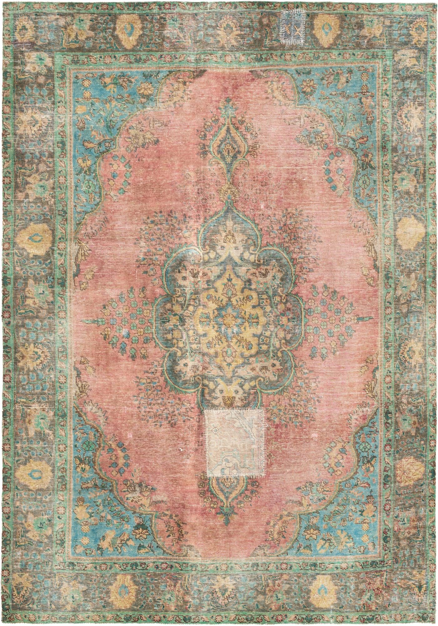 6' 7 x 9' 4 Hand Knotted Ultra Vintage Persian Wool Rug