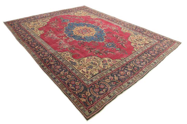 9' 5 x 12' 1 Hand Knotted Ultra Vintage Persian Wool Rug