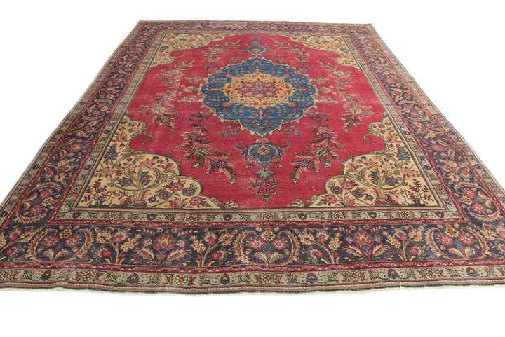 9' 5 x 12' 1 Hand Knotted Ultra Vintage Persian Wool Rug
