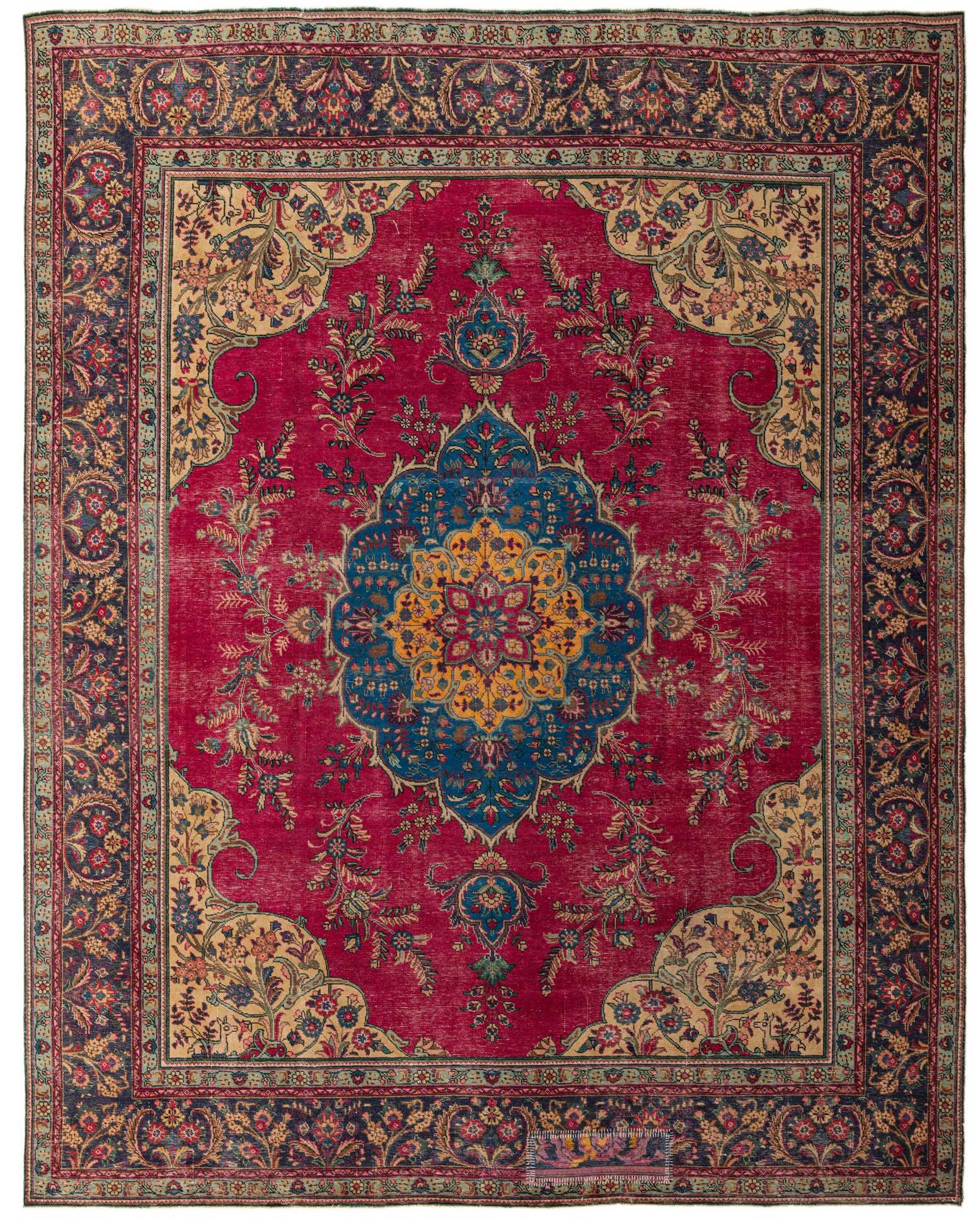 9' 5 x 12' 1 Hand Knotted Ultra Vintage Persian Wool Rug