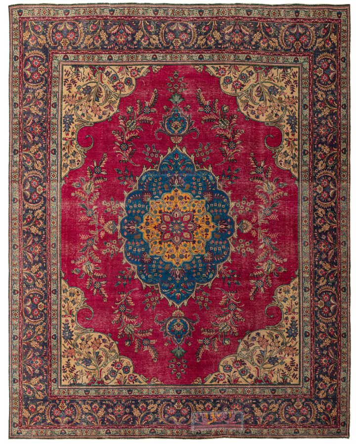 9' 5 x 12' 1 Hand Knotted Ultra Vintage Persian Wool Rug